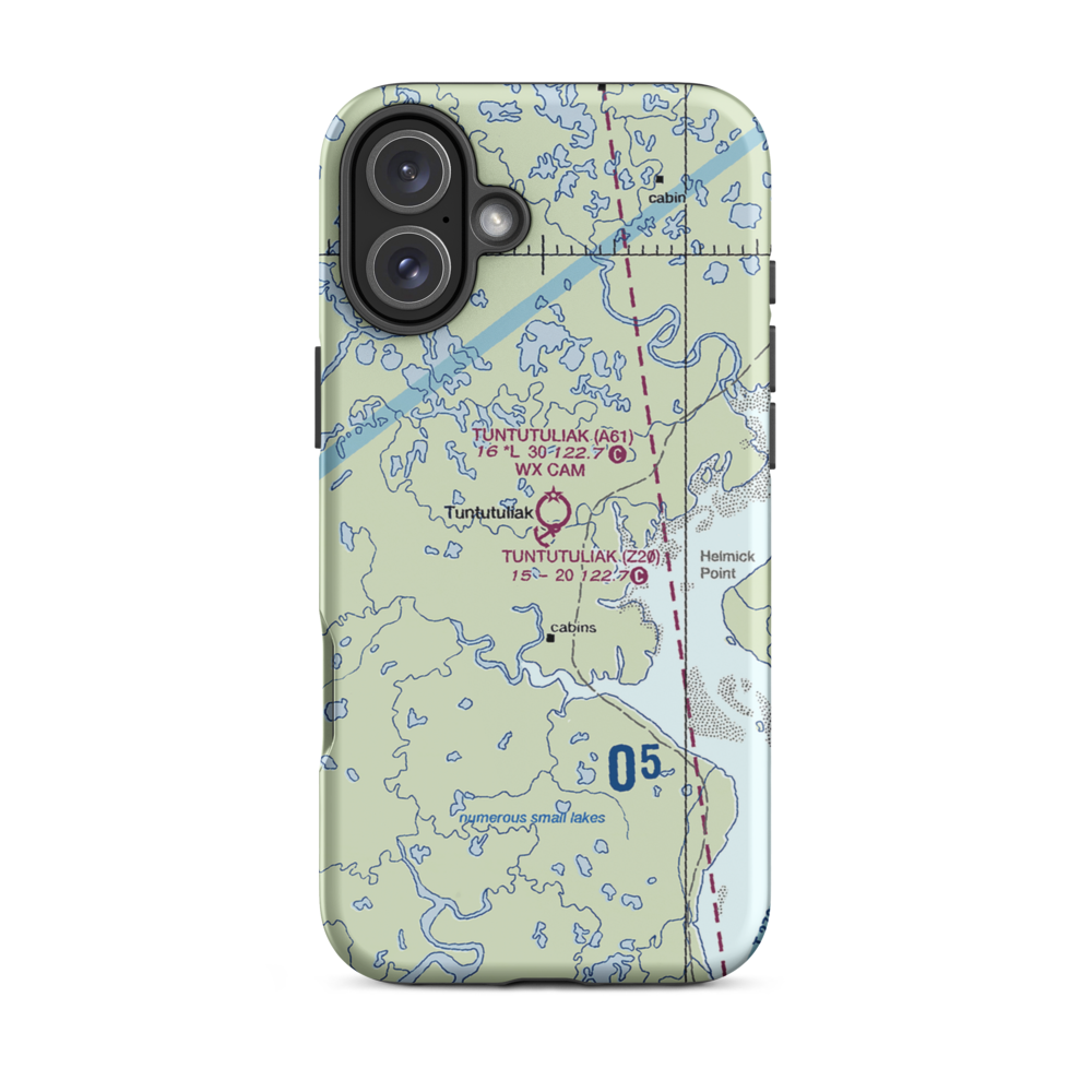 Tuntutuliak Seaplane Base (Z20) VFR Sectional  Tough iPhone Case iPhone 16 Plus model shown