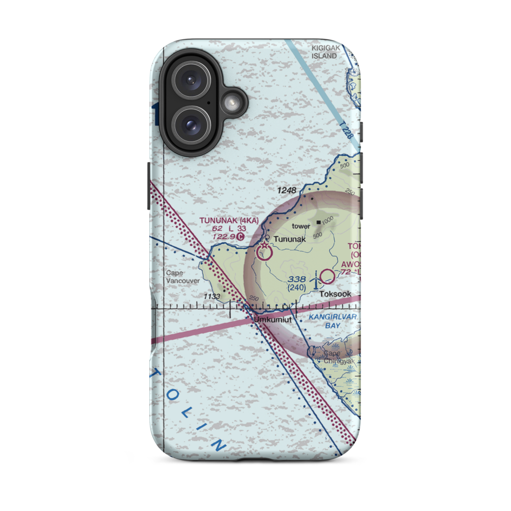 Tununak Airport (4KA) VFR Sectional  Tough iPhone Case iPhone 16 Plus model shown