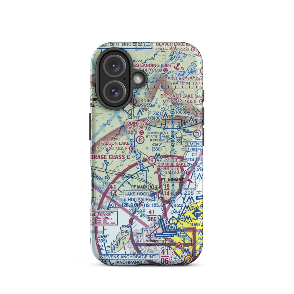 Turinsky Airstrip (AK14) VFR Sectional  Tough iPhone Case iPhone 16 model shown