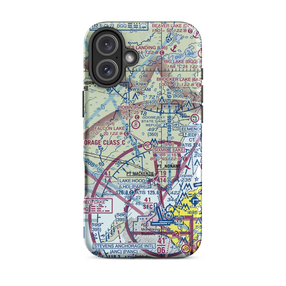 Turinsky Airstrip (AK14) VFR Sectional  Tough iPhone Case iPhone 16 Plus model shown