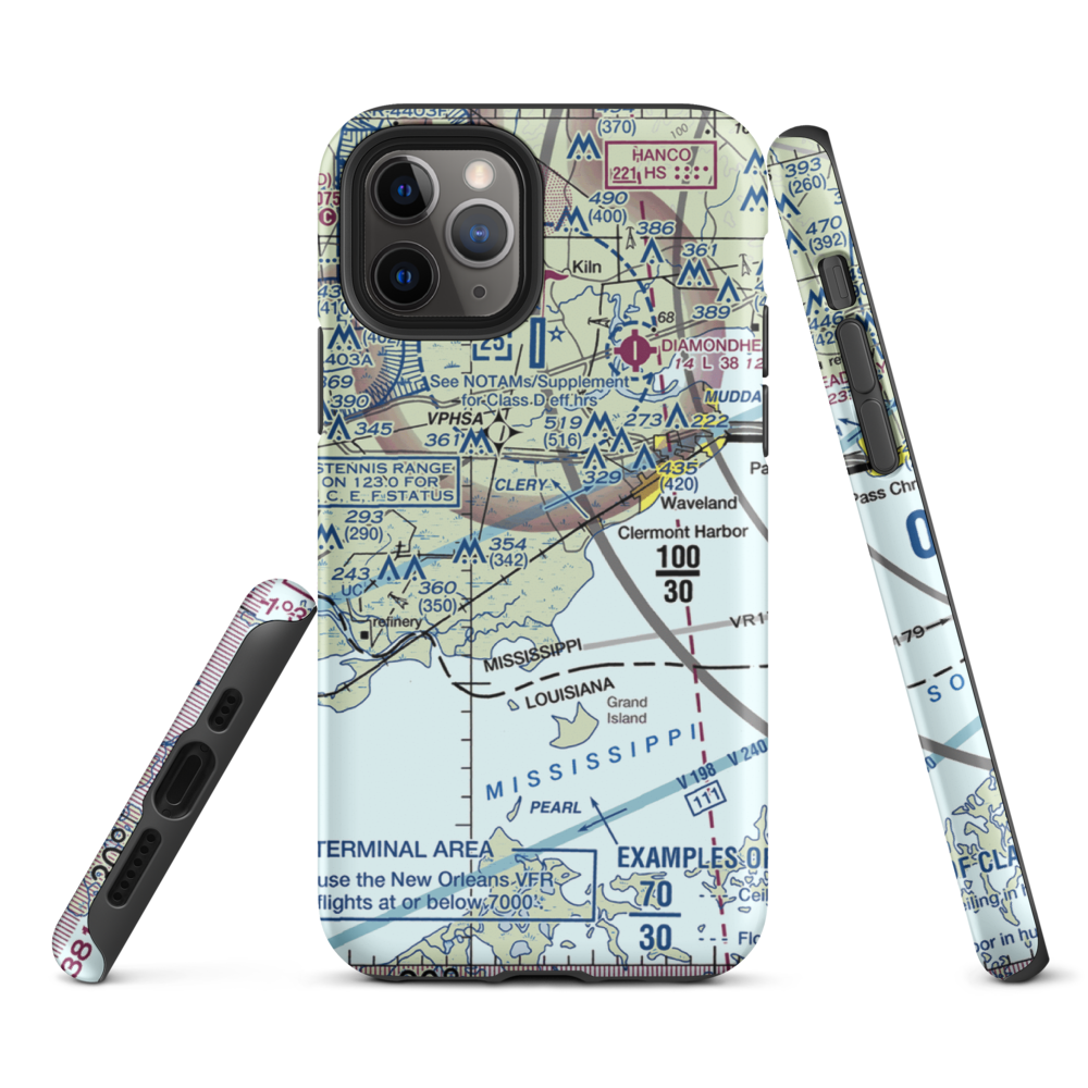 Turkey Bayou Airpark (5MS2) VFR Sectional  Tough iPhone Case iPhone 11 Pro model shown