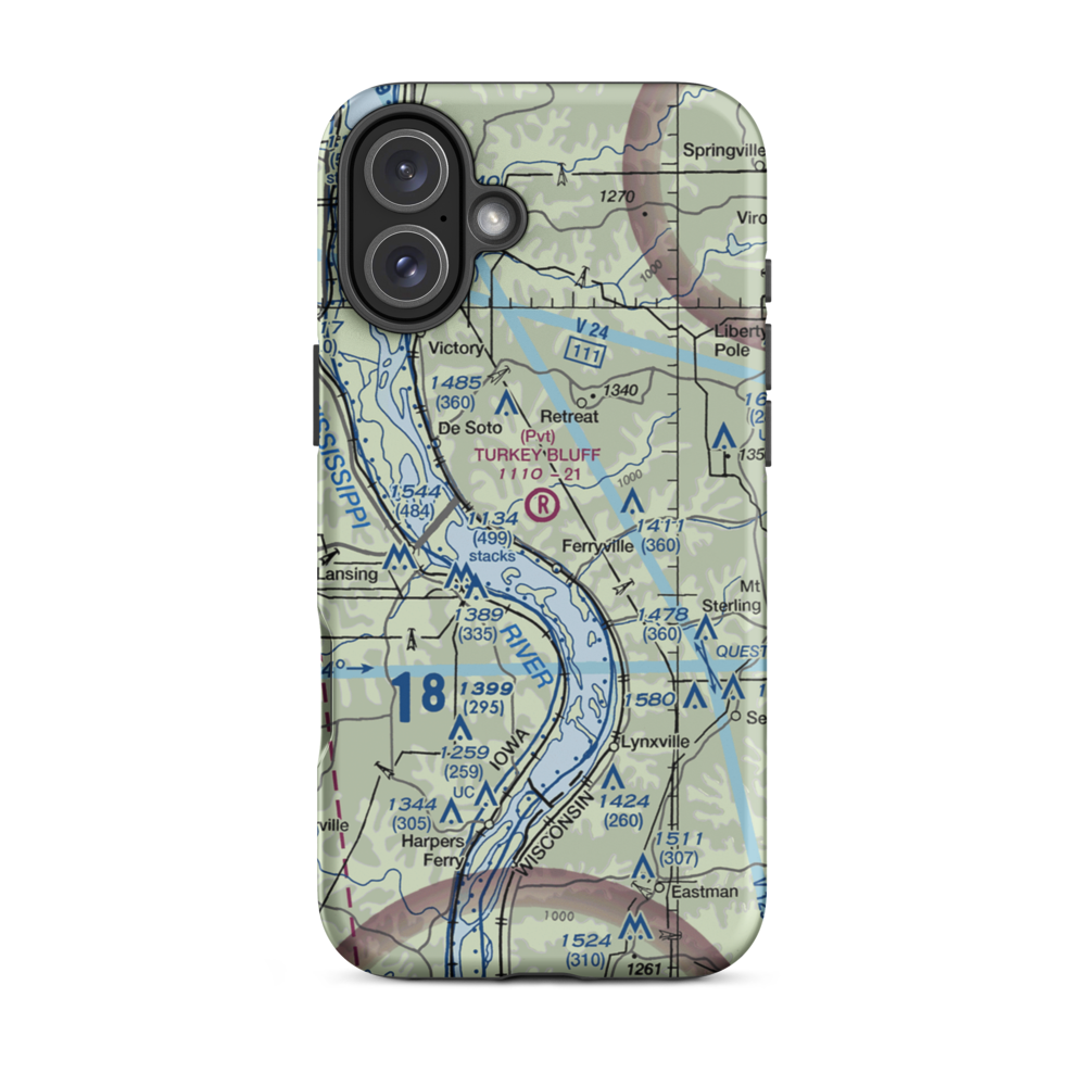 Turkey Bluff Airport (7WI0) VFR Sectional  Tough iPhone Case iPhone 16 Plus model shown