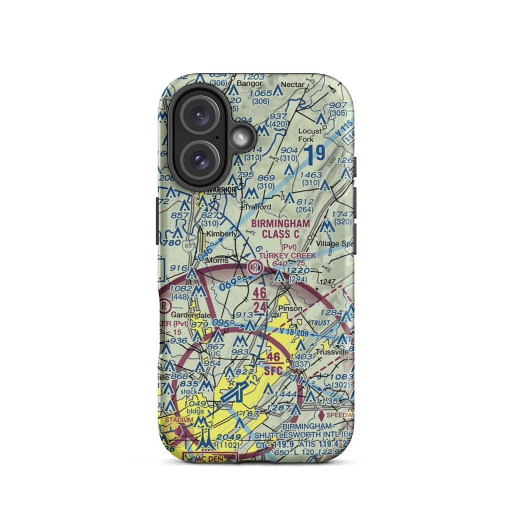 Turkey Creek Airport (AL16) VFR Sectional  Tough iPhone Case iPhone 16 model shown