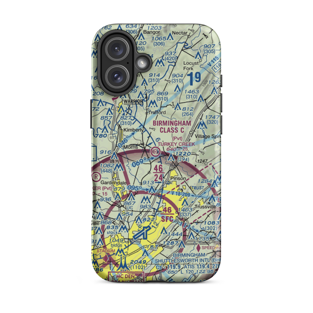 Turkey Creek Airport (AL16) VFR Sectional  Tough iPhone Case iPhone 16 Plus model shown