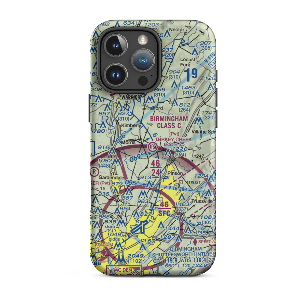 Turkey Creek Airport (AL16) VFR Sectional  Tough iPhone Case iPhone 16 Pro Max model shown