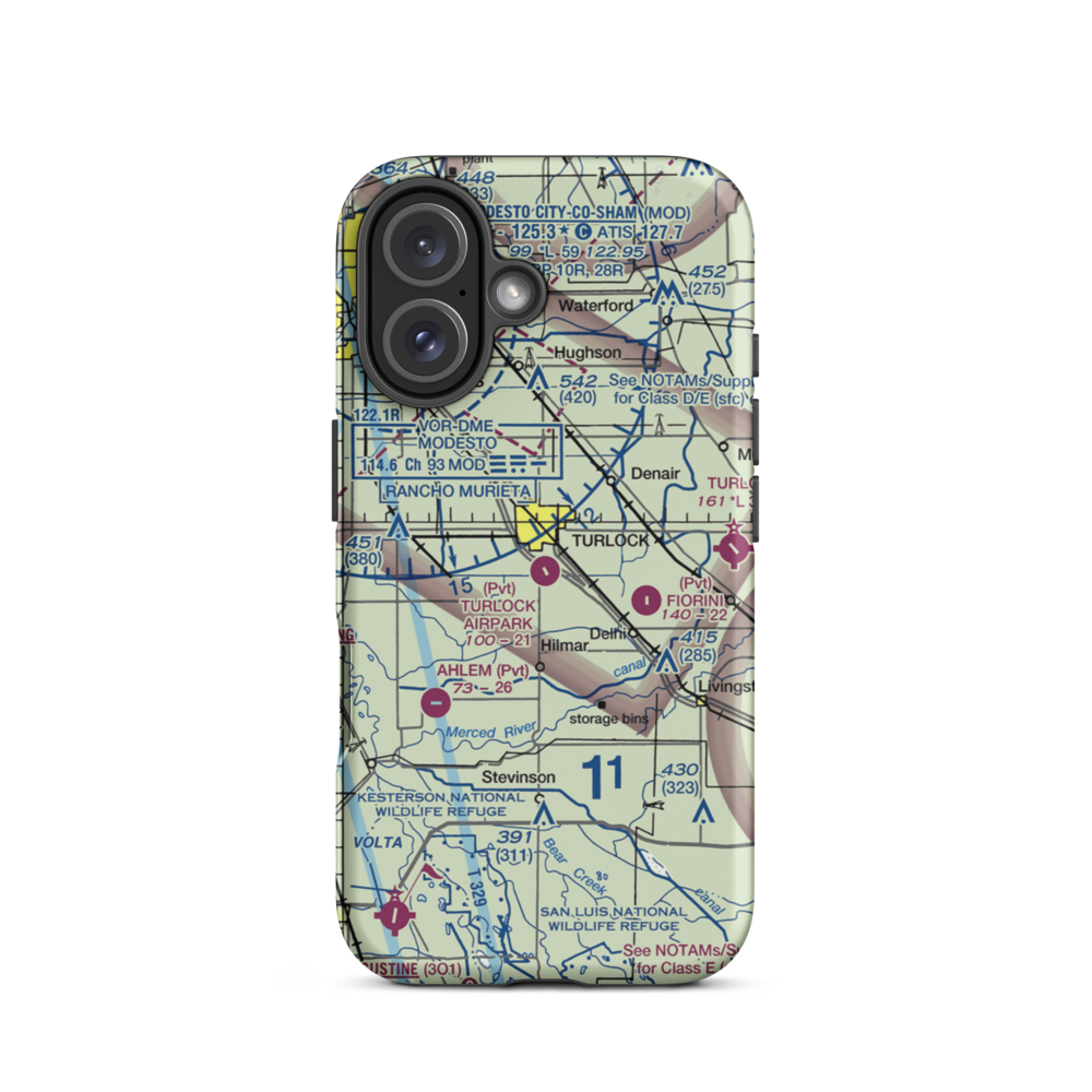 Turlock Airpark (9CL0) VFR Sectional  Tough iPhone Case iPhone 16 model shown
