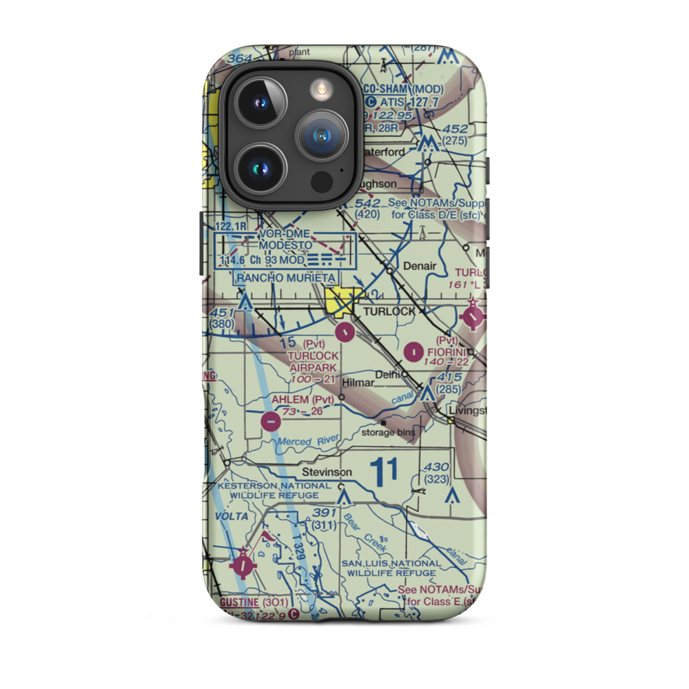Turlock Airpark (9CL0) VFR Sectional  Tough iPhone Case iPhone 16 Pro Max model shown