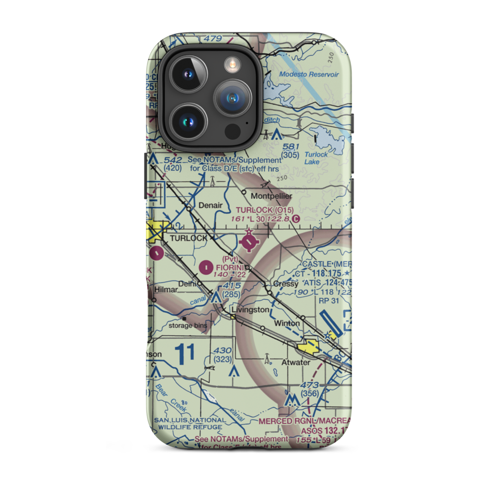 Turlock Municipal Airport (O15) VFR Sectional  Tough iPhone Case iPhone 16 Pro Max model shown