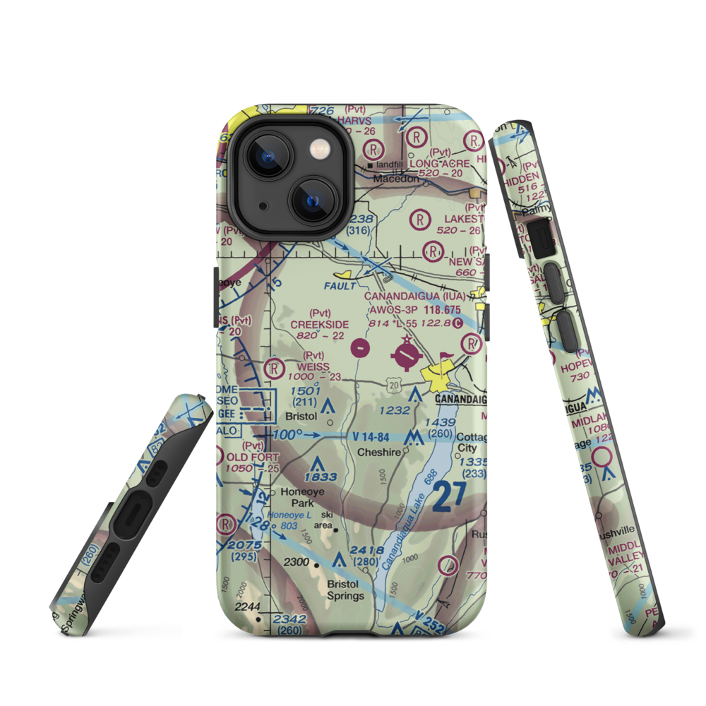Turnbull Airport (48NY) VFR Sectional  Tough iPhone Case iPhone 14 model shown