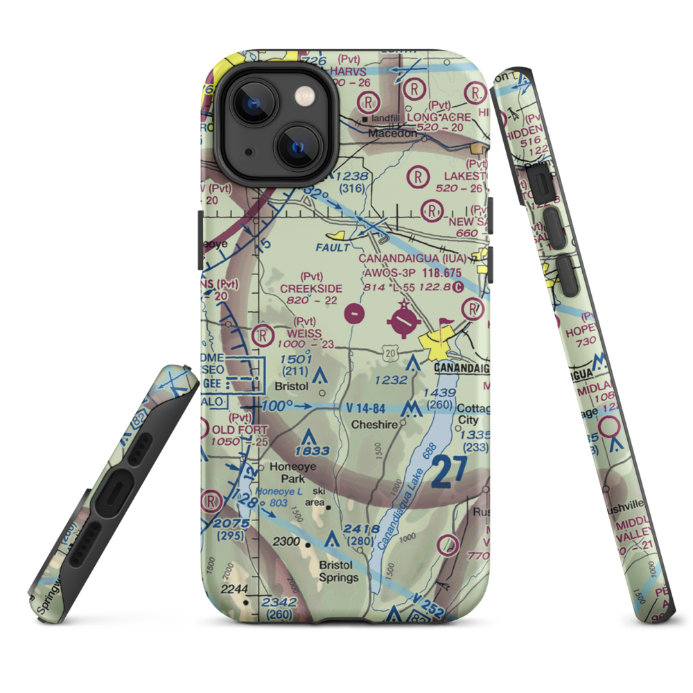 Turnbull Airport (48NY) VFR Sectional  Tough iPhone Case iPhone 14 Plus model shown