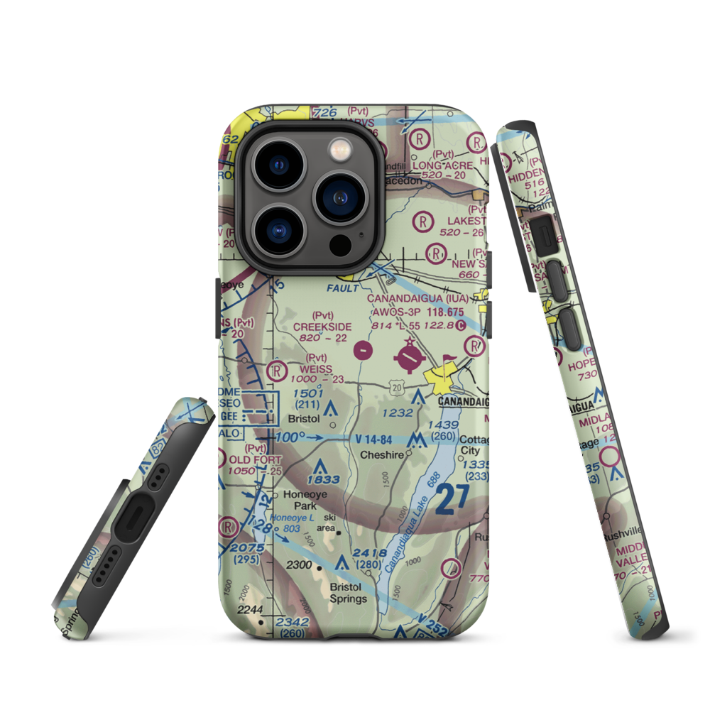 Turnbull Airport (48NY) VFR Sectional  Tough iPhone Case iPhone 14 Pro model shown