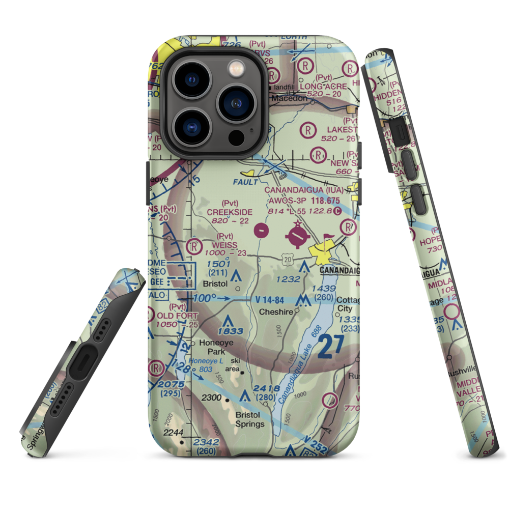 Turnbull Airport (48NY) VFR Sectional  Tough iPhone Case iPhone 14 Pro Max model shown