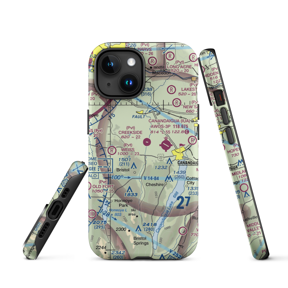 Turnbull Airport (48NY) VFR Sectional  Tough iPhone Case iPhone 15 model shown