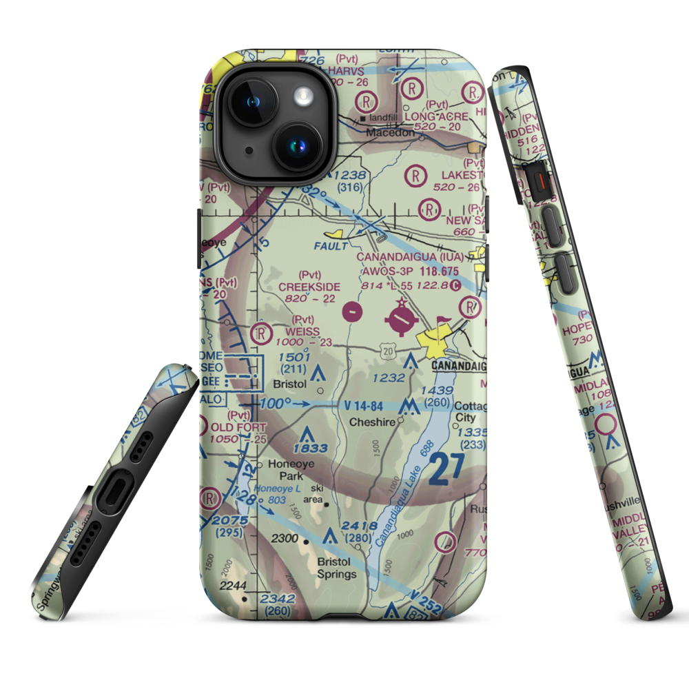 Turnbull Airport (48NY) VFR Sectional  Tough iPhone Case iPhone 15 Plus model shown