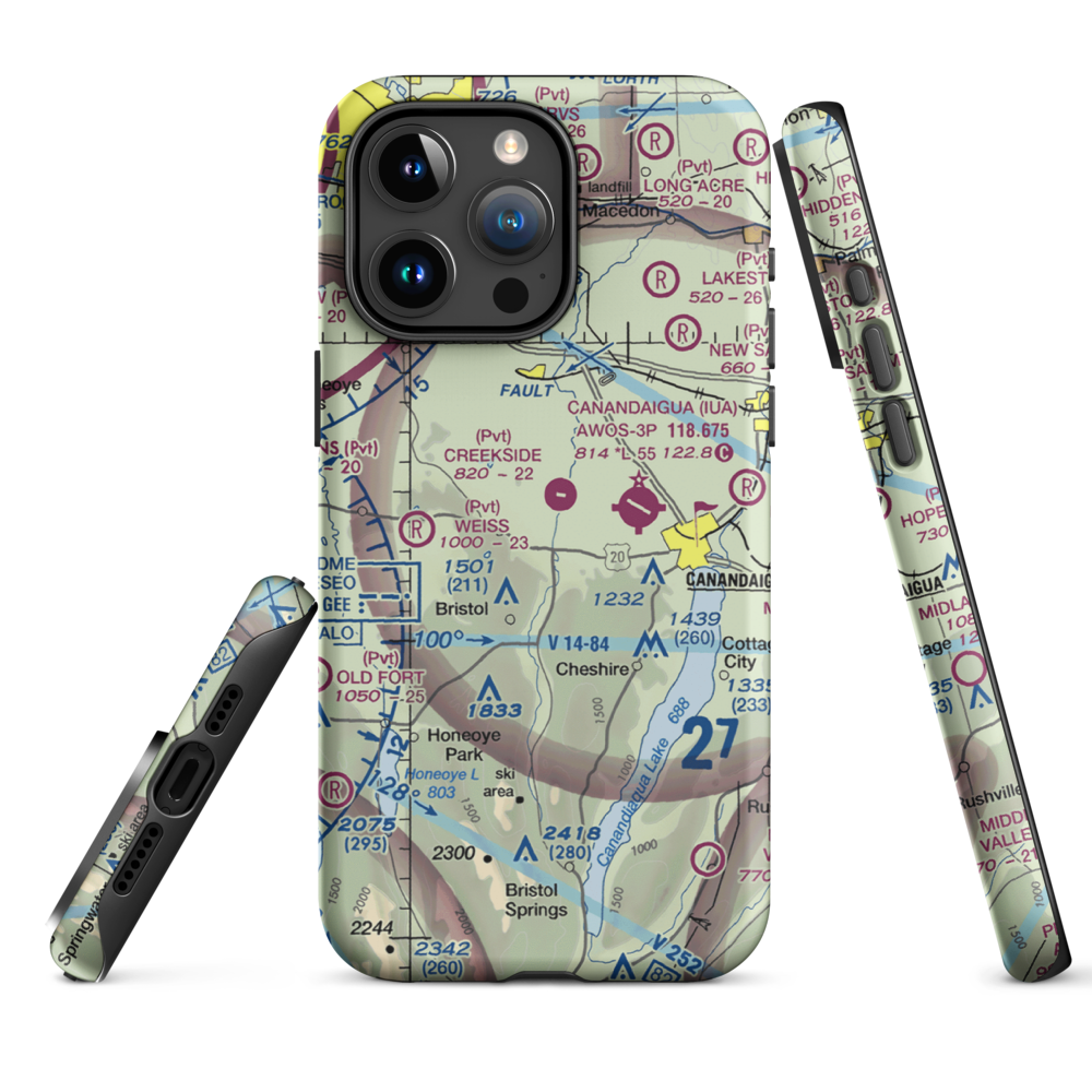 Turnbull Airport (48NY) VFR Sectional  Tough iPhone Case iPhone 15 Pro Max model shown
