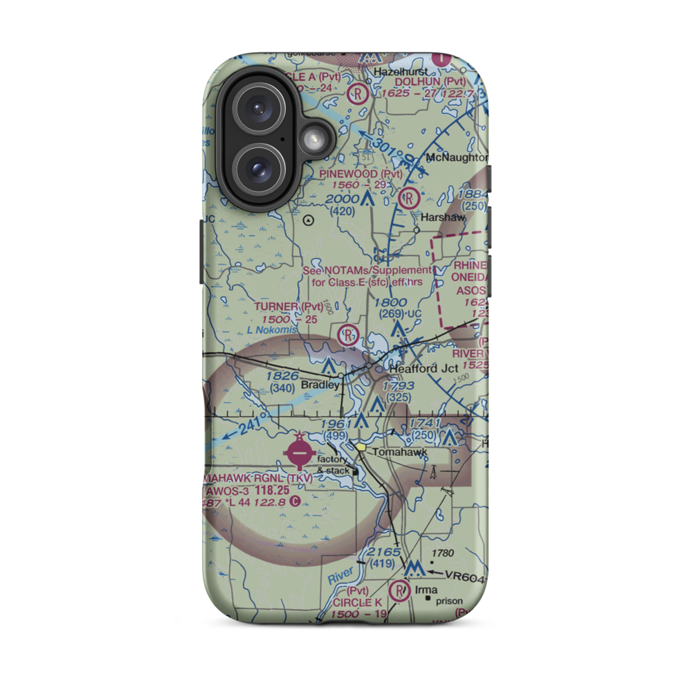 Turner Airport (4WI4) VFR Sectional  Tough iPhone Case iPhone 16 Plus model shown