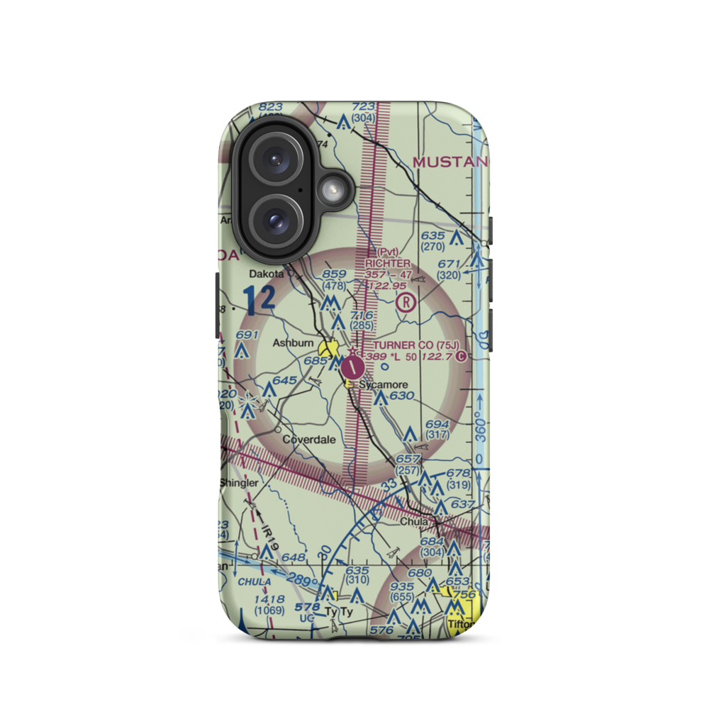 Turner County Airport (75J) VFR Sectional  Tough iPhone Case iPhone 16 model shown