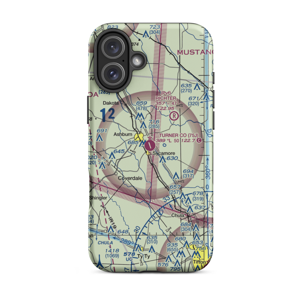 Turner County Airport (75J) VFR Sectional  Tough iPhone Case iPhone 16 Plus model shown