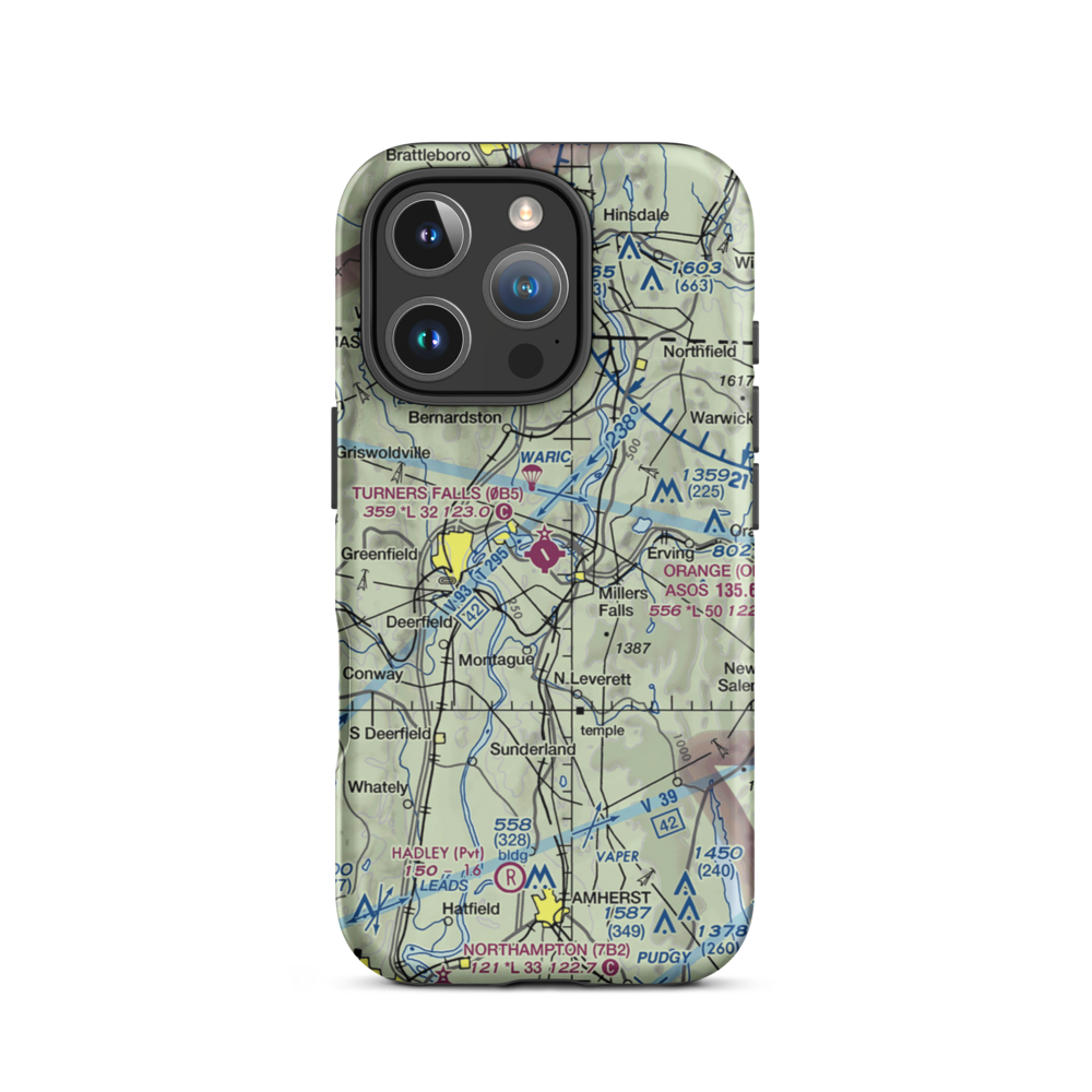 Turners Falls Airport (0B5) VFR Sectional  Tough iPhone Case iPhone 16 Pro model shown
