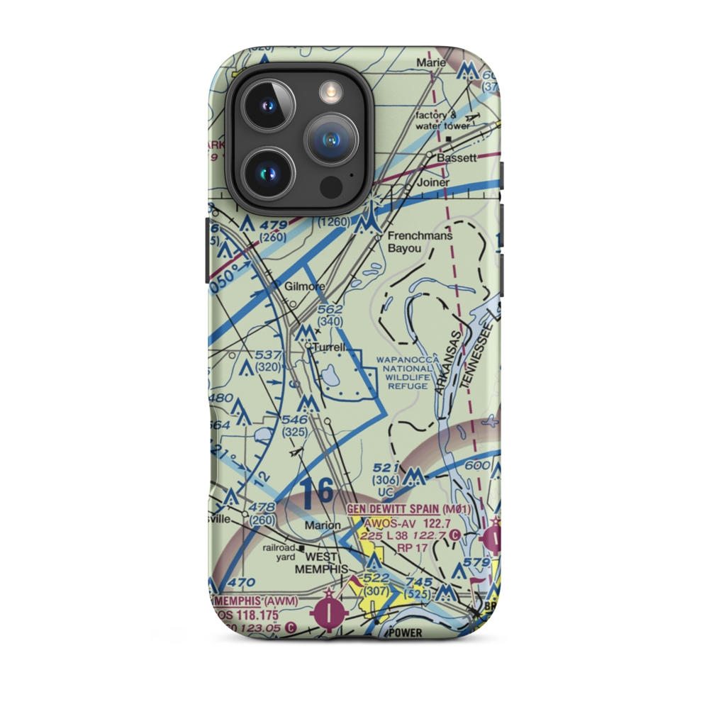 Turrell Flying Service Airport (5AR2) VFR Sectional  Tough iPhone Case iPhone 16 Pro Max model shown