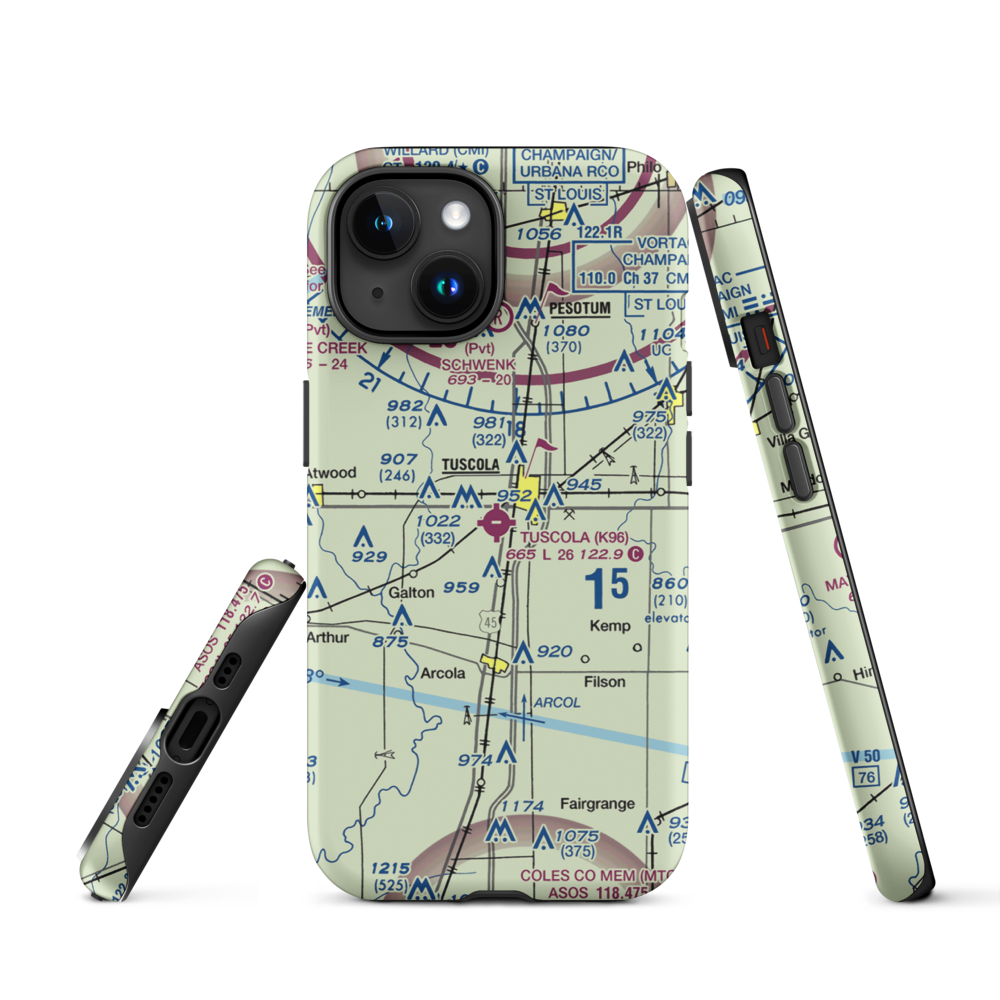 Tuscola Airport (K96) VFR Sectional  Tough iPhone Case iPhone 15 model shown