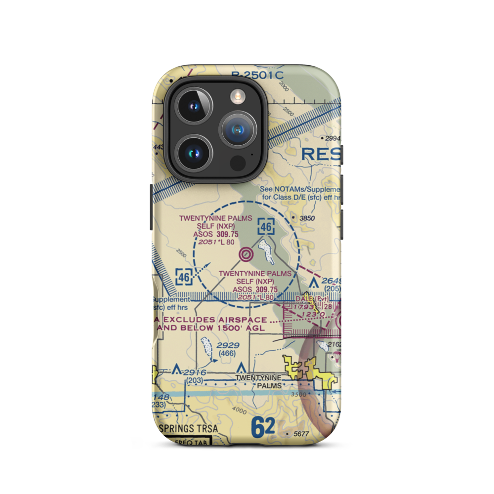 Twentynine Palms (Self) Airport (NXP) VFR Sectional  Tough iPhone Case iPhone 16 Pro model shown