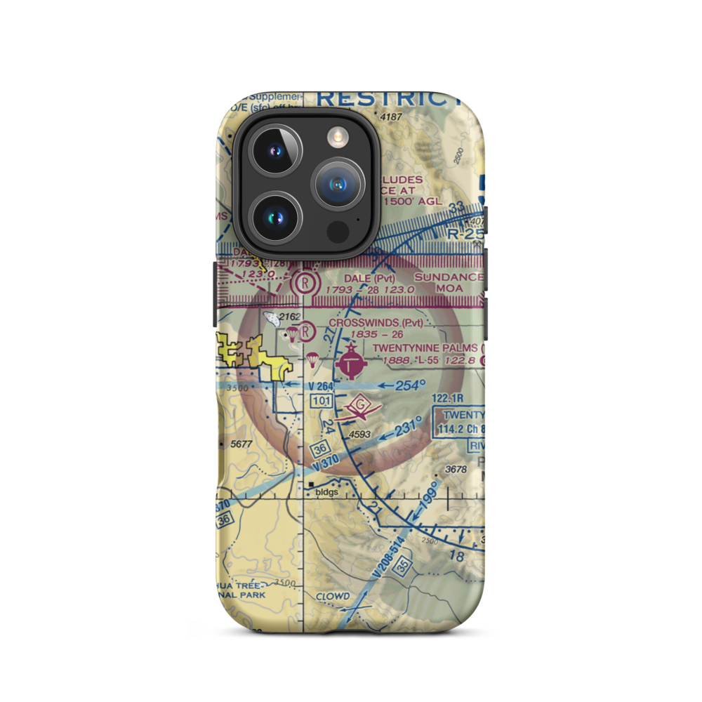 Twentynine Palms Airport (TNP) VFR Sectional  Tough iPhone Case iPhone 16 Pro model shown
