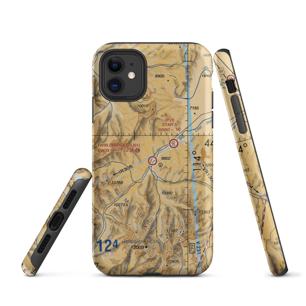 Twin Bridges Airport (U61) VFR Sectional  Tough iPhone Case iPhone 11 model shown