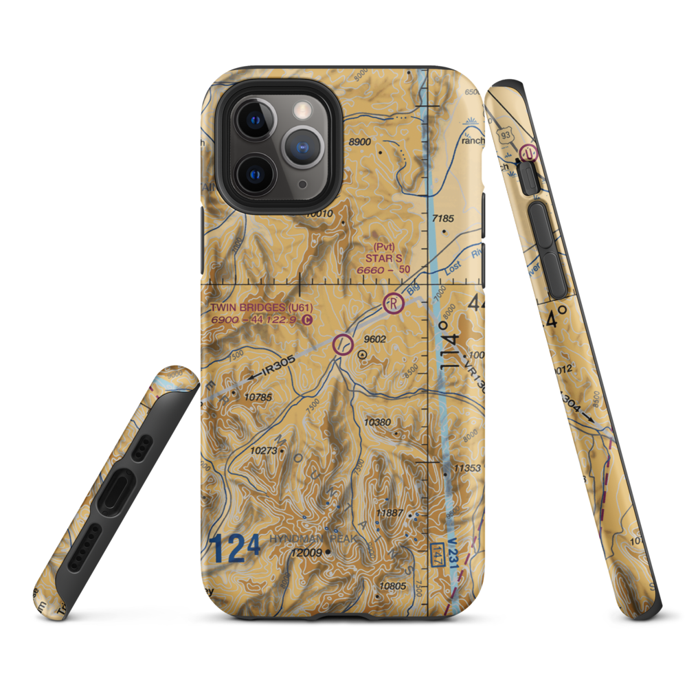 Twin Bridges Airport (U61) VFR Sectional  Tough iPhone Case iPhone 11 Pro model shown