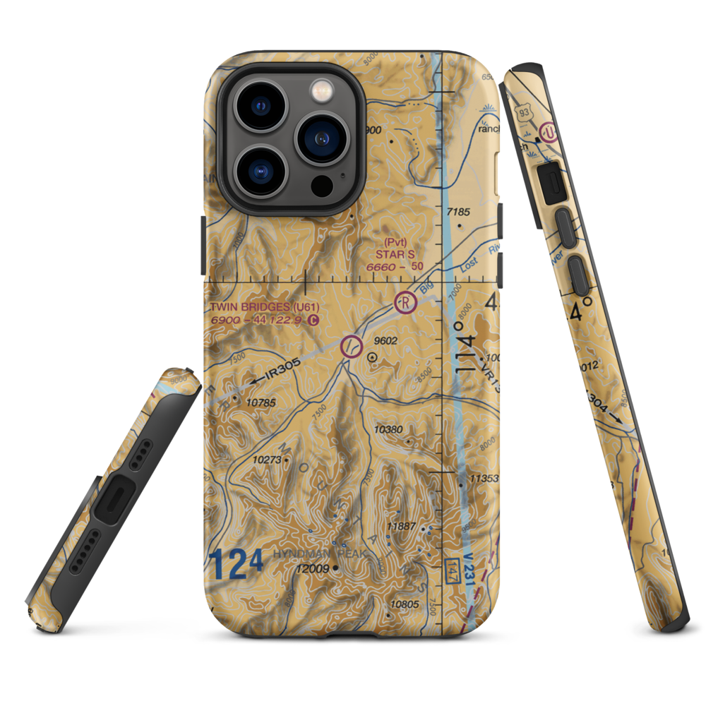 Twin Bridges Airport (U61) VFR Sectional  Tough iPhone Case iPhone 13 Pro Max model shown
