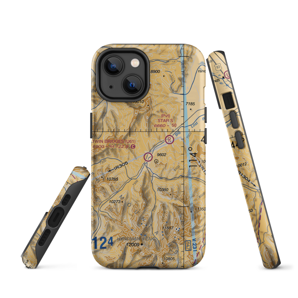 Twin Bridges Airport (U61) VFR Sectional  Tough iPhone Case iPhone 14 model shown