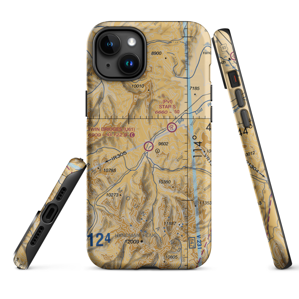 Twin Bridges Airport (U61) VFR Sectional  Tough iPhone Case iPhone 15 Plus model shown