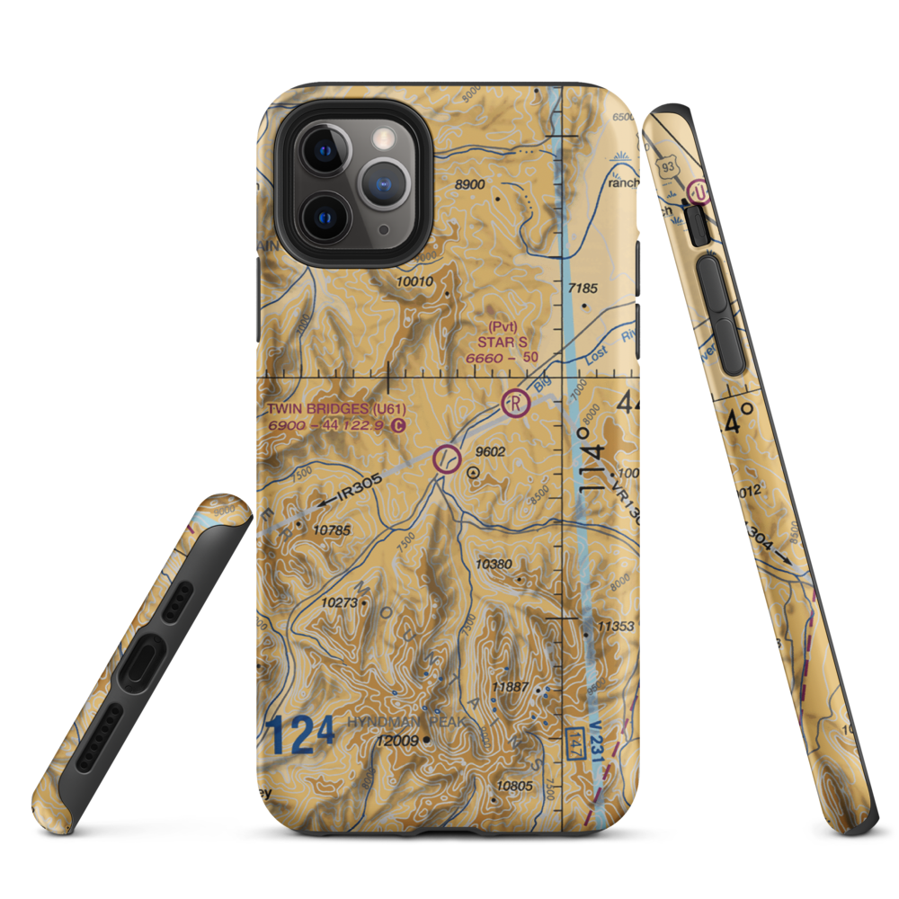 Twin Bridges Airport (U61) VFR Sectional  Tough iPhone Case iPhone 11 Pro Max model shown