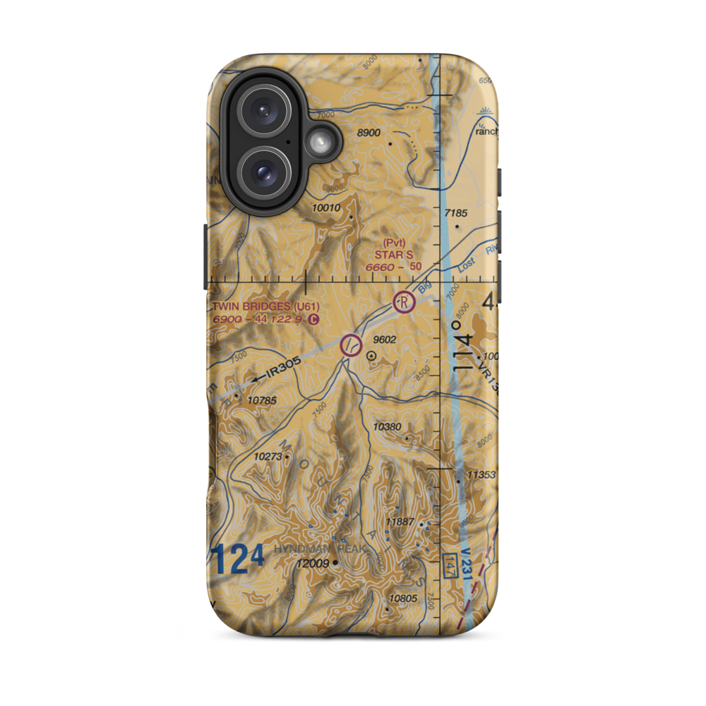 Twin Bridges Airport (U61) VFR Sectional  Tough iPhone Case iPhone 16 Plus model shown