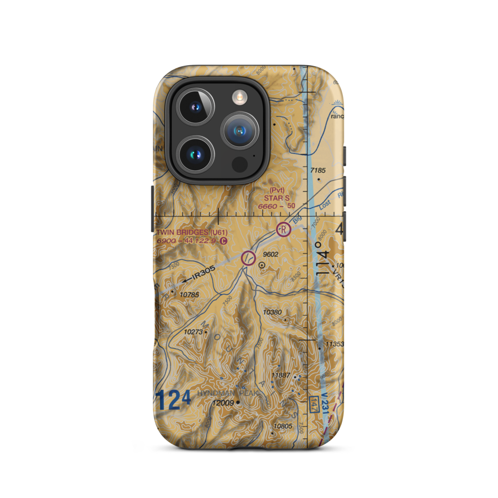 Twin Bridges Airport (U61) VFR Sectional  Tough iPhone Case iPhone 16 Pro model shown