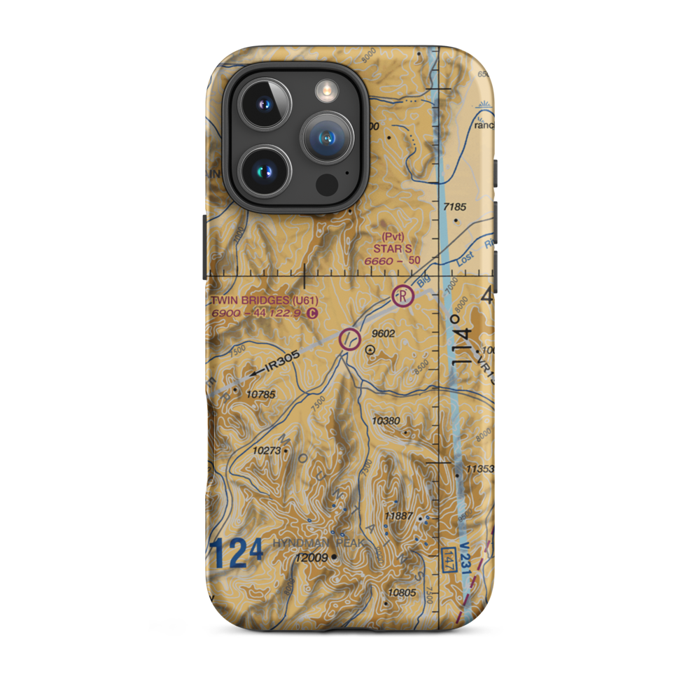 Twin Bridges Airport (U61) VFR Sectional  Tough iPhone Case iPhone 16 Pro Max model shown