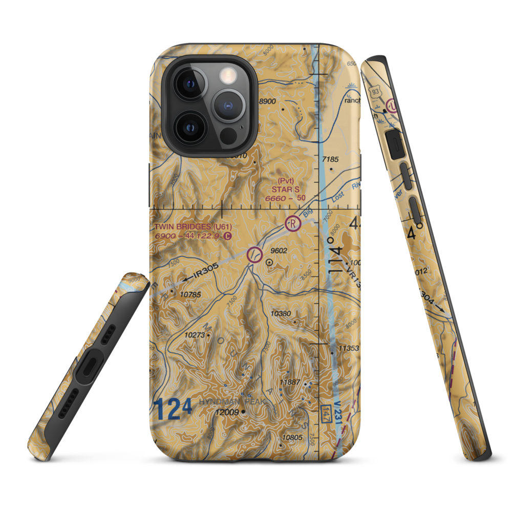 Twin Bridges Airport (U61) VFR Sectional  Tough iPhone Case iPhone 12 Pro Max model shown