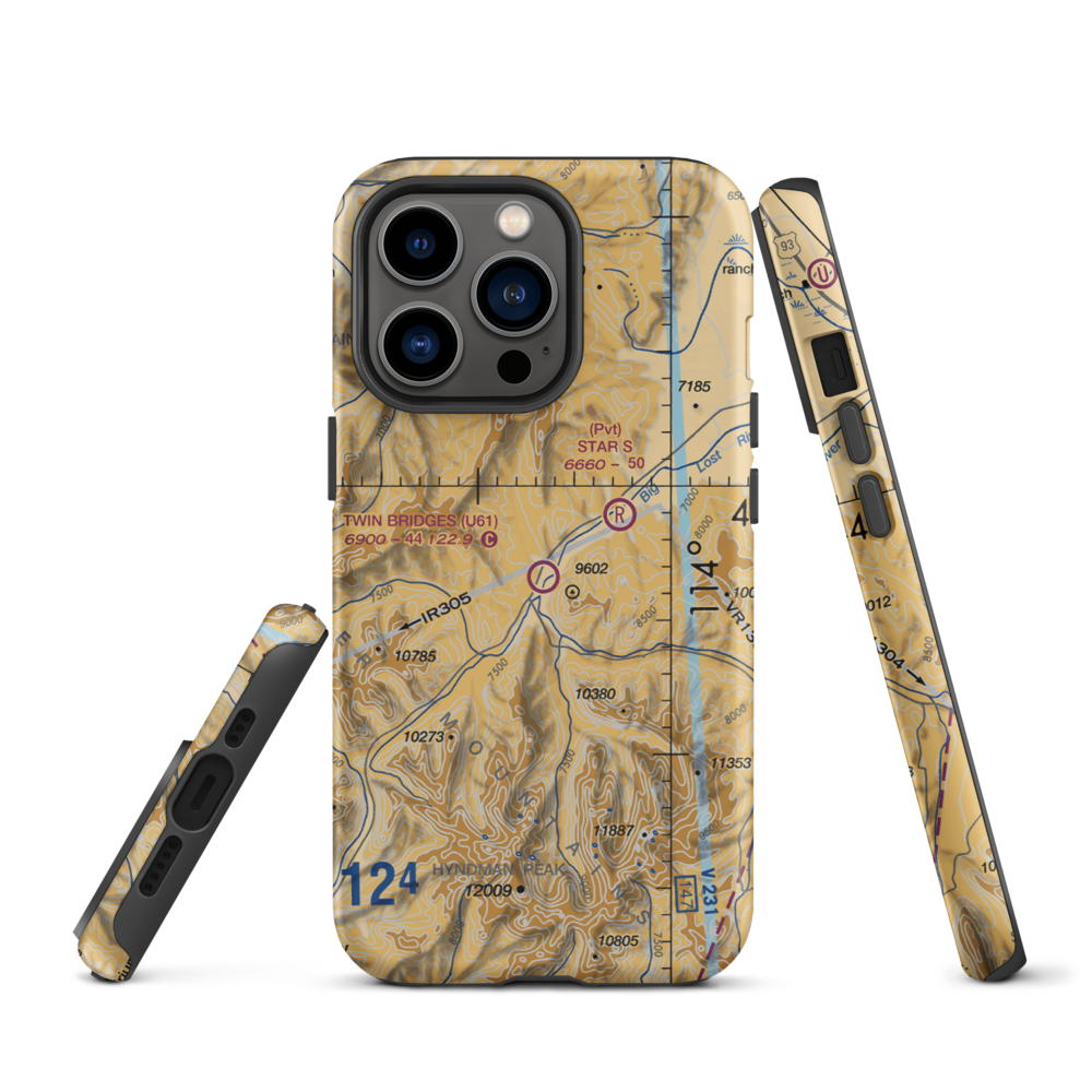 Twin Bridges Airport (U61) VFR Sectional  Tough iPhone Case iPhone 13 Pro model shown