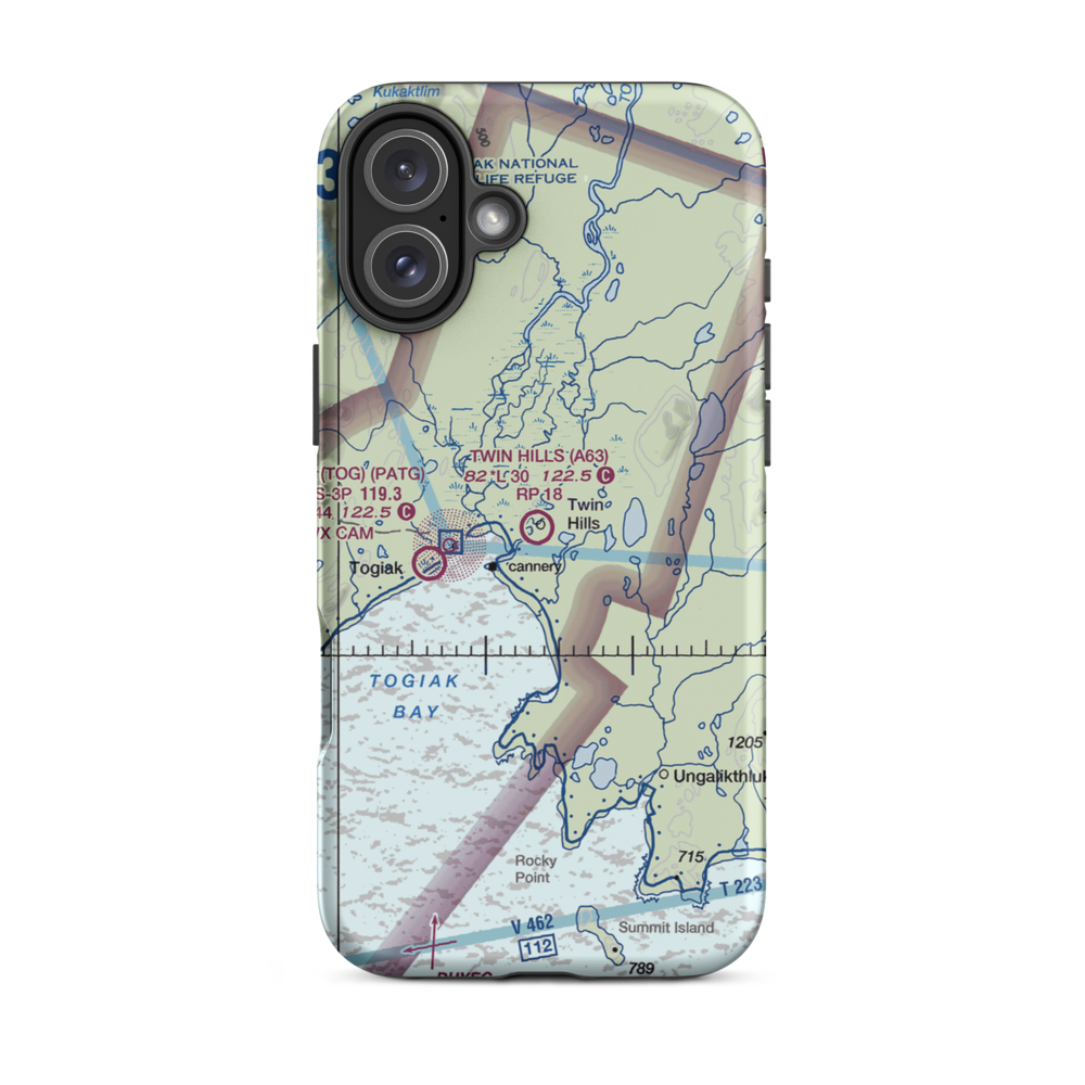 Twin Hills Airport (A63) VFR Sectional  Tough iPhone Case iPhone 16 Plus model shown