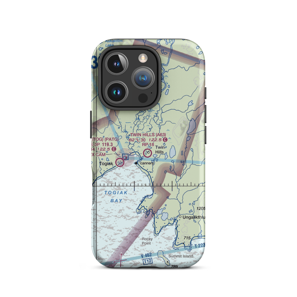 Twin Hills Airport (A63) VFR Sectional  Tough iPhone Case iPhone 16 Pro model shown
