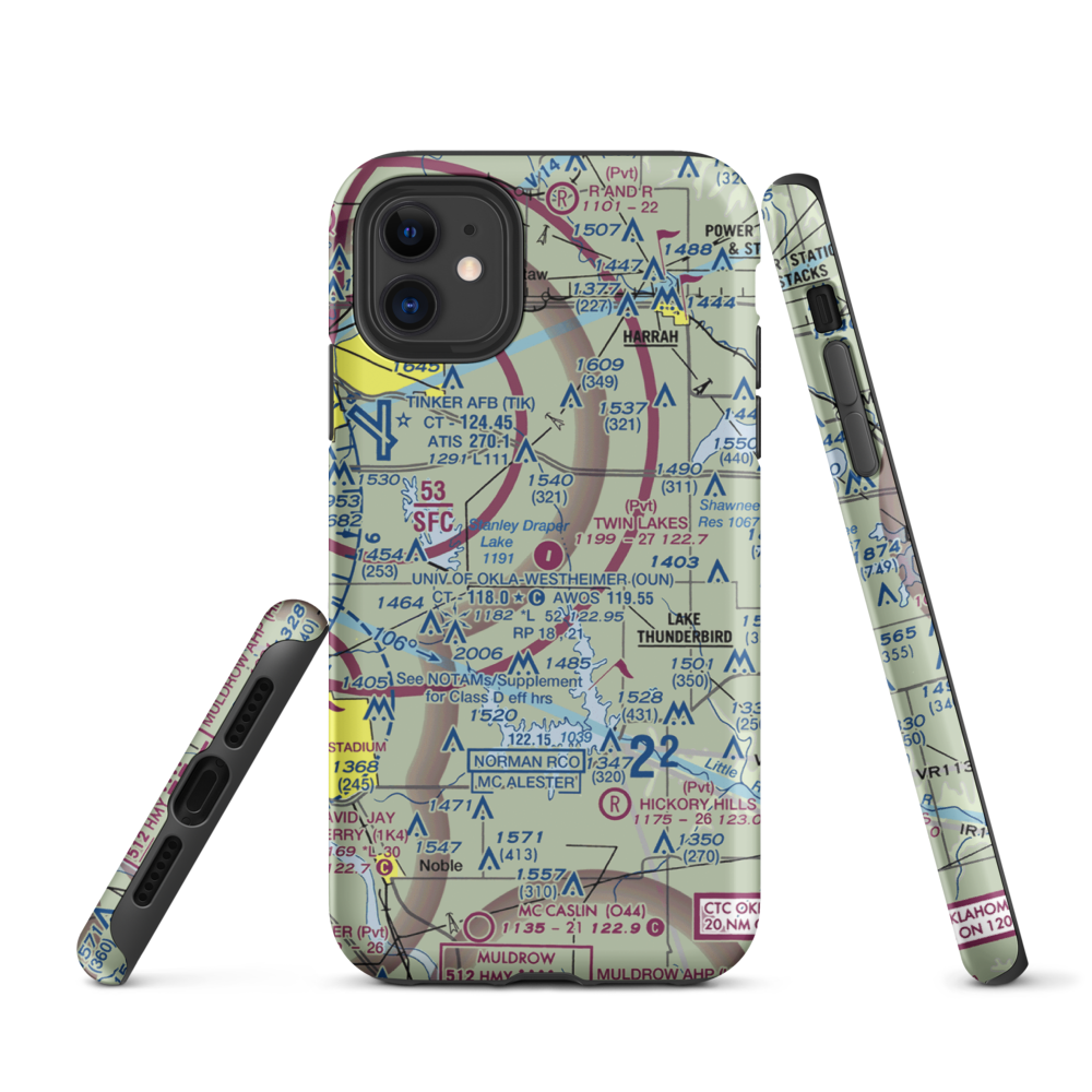 Twin Lakes Airport (2OK2) VFR Sectional  Tough iPhone Case iPhone 11 model shown