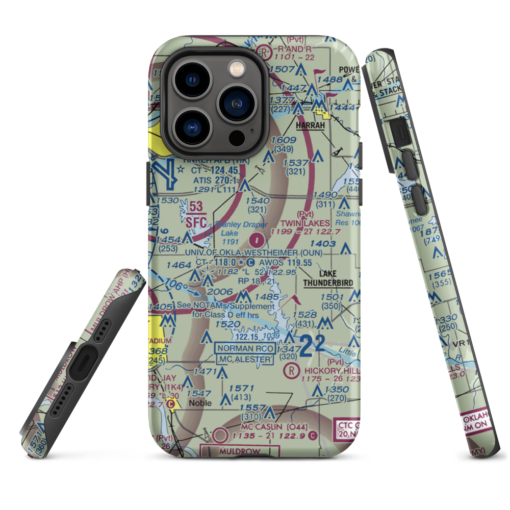 Twin Lakes Airport (2OK2) VFR Sectional  Tough iPhone Case iPhone 14 Pro Max model shown