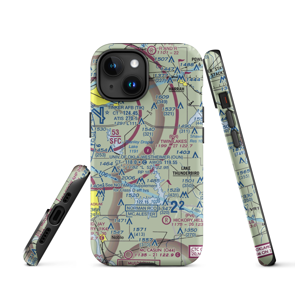 Twin Lakes Airport (2OK2) VFR Sectional  Tough iPhone Case iPhone 15 model shown