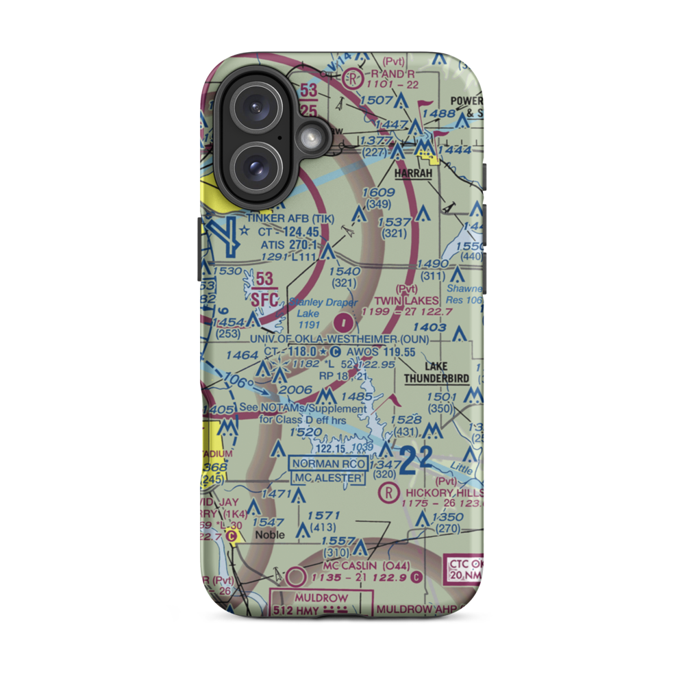 Twin Lakes Airport (2OK2) VFR Sectional  Tough iPhone Case iPhone 16 Plus model shown