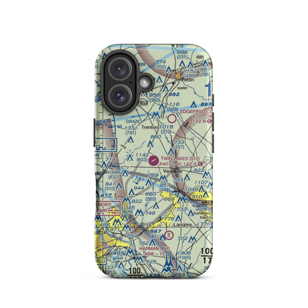 Twin Lakes Airport (S17) VFR Sectional  Tough iPhone Case iPhone 16 model shown