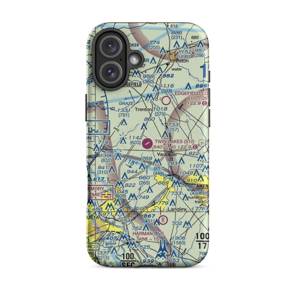 Twin Lakes Airport (S17) VFR Sectional  Tough iPhone Case iPhone 16 Plus model shown