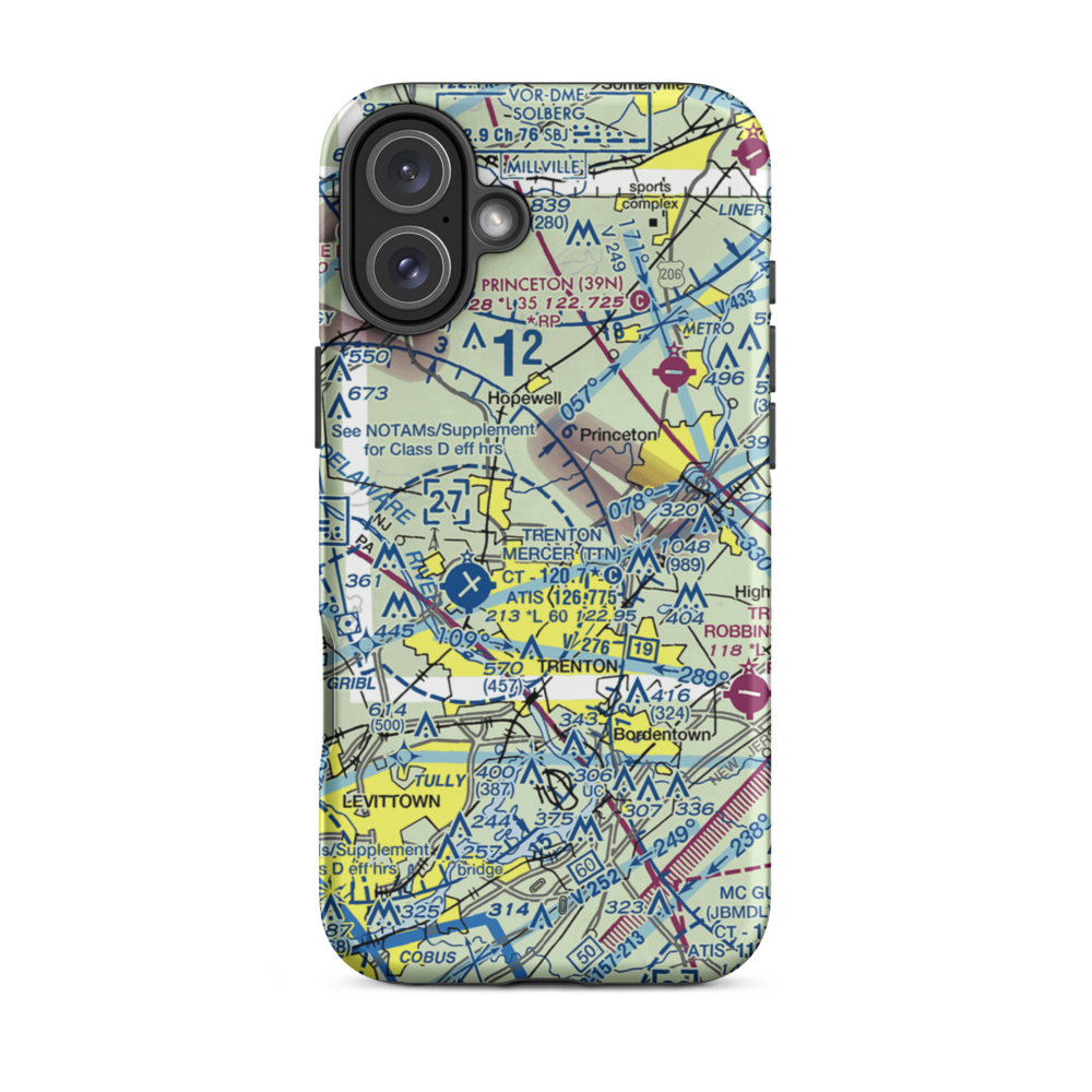 Twin Pine Airport (N75) VFR Sectional  Tough iPhone Case iPhone 16 Plus model shown