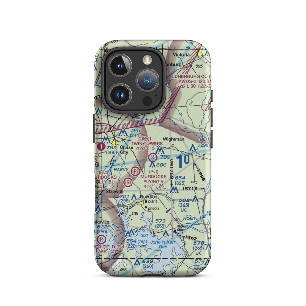 Twin Towers Airport (VA25) VFR Sectional  Tough iPhone Case iPhone 16 Pro model shown