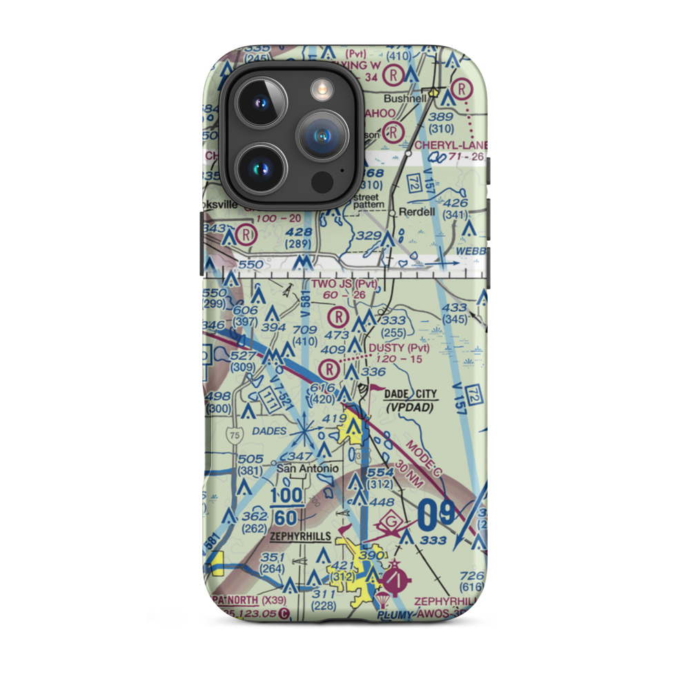 Two J's Flying Ranch Airport (3FL1) VFR Sectional  Tough iPhone Case iPhone 16 Pro Max model shown