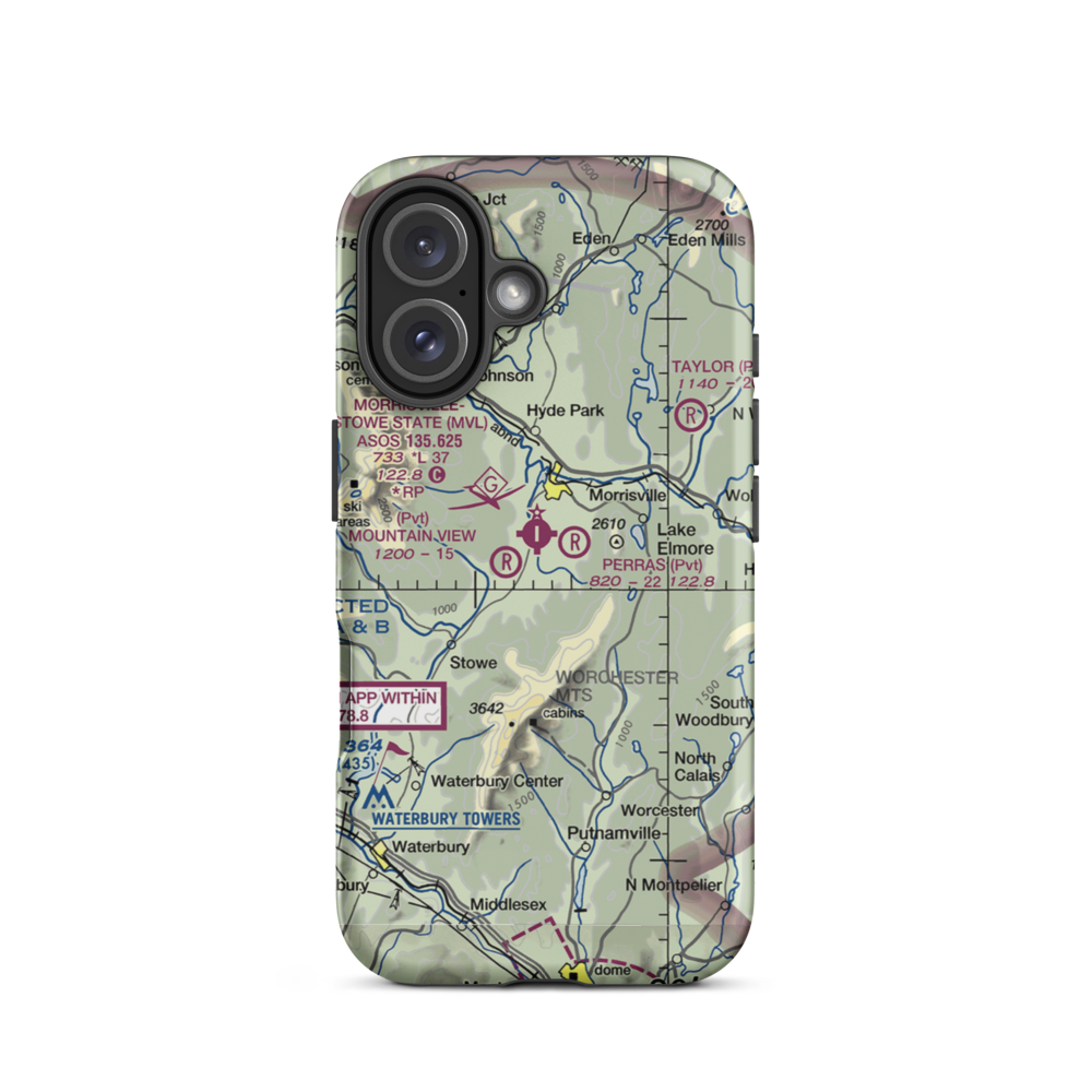 Two Tails Airport (VT42) VFR Sectional  Tough iPhone Case iPhone 16 model shown